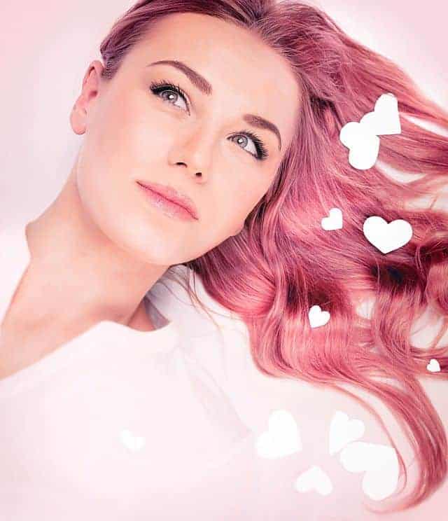 A beautiful girl with pink hair