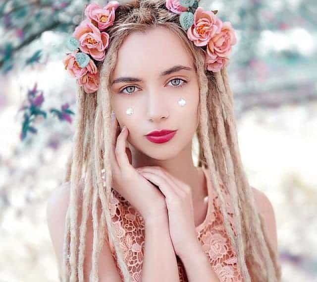 beautiful girl with synthetic dreads