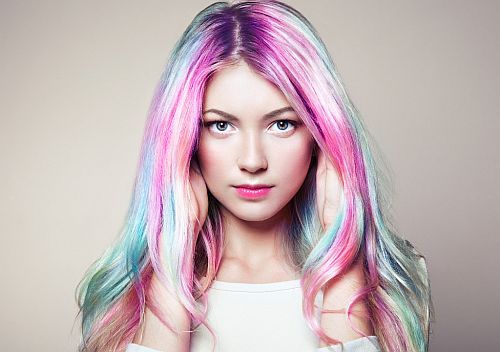a girl with hair colored by hair chalks