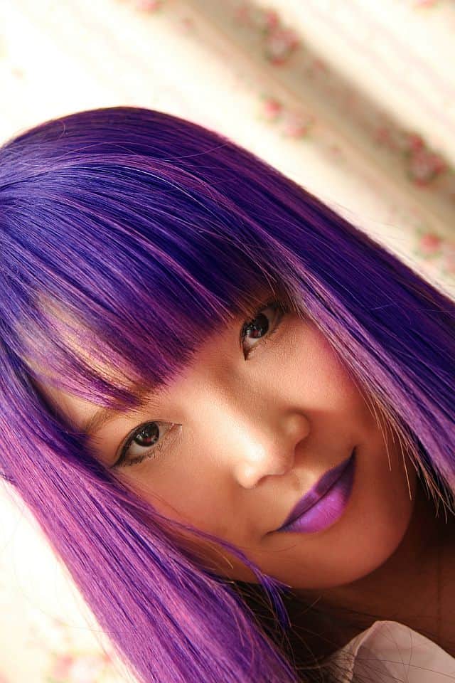 Asian girl with purple hair