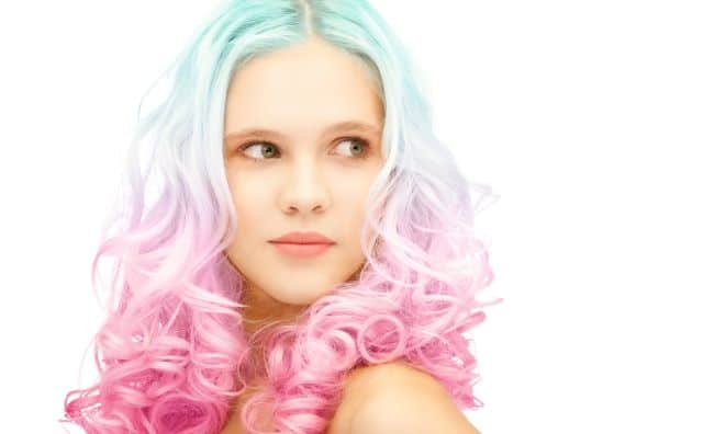 Young girl with pastel semi-permanent hair color