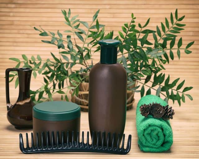 clay shampoo, comb, and towel