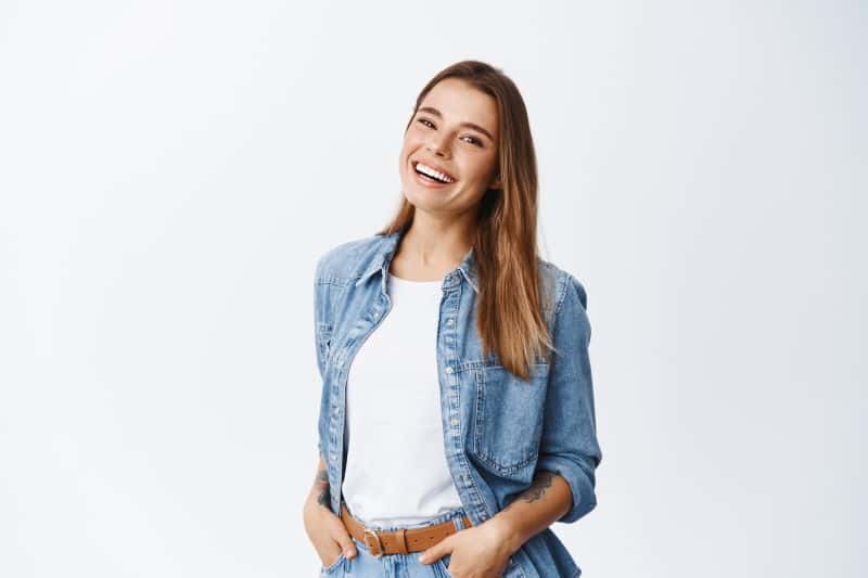 smiling carefree woman with casual hairstyle