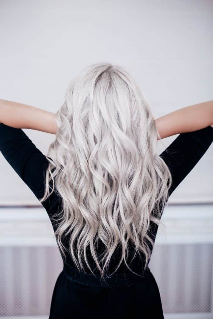 woman with silver wavy long hair