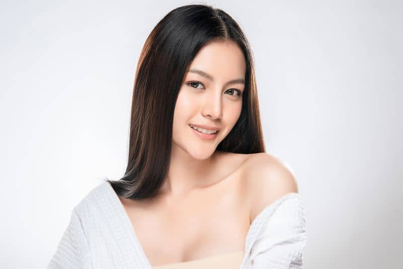 Beautiful Young Asian Woman with Japanese straightened hair