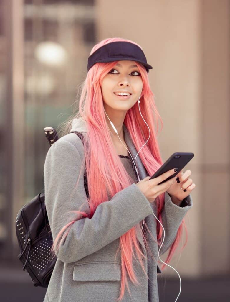 fashion Asian girl with synthetic wig