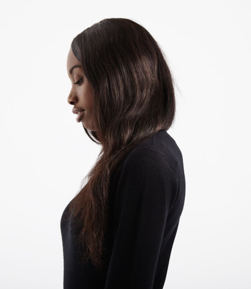 black woman with long straightened hair